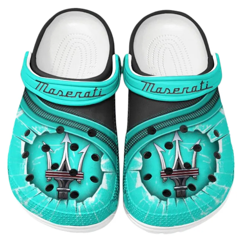 Automotive Theme Supercar Clog with Full Print Design, Stylish Everyday Comfort for Car Enthusiasts CAR188 - Cyan