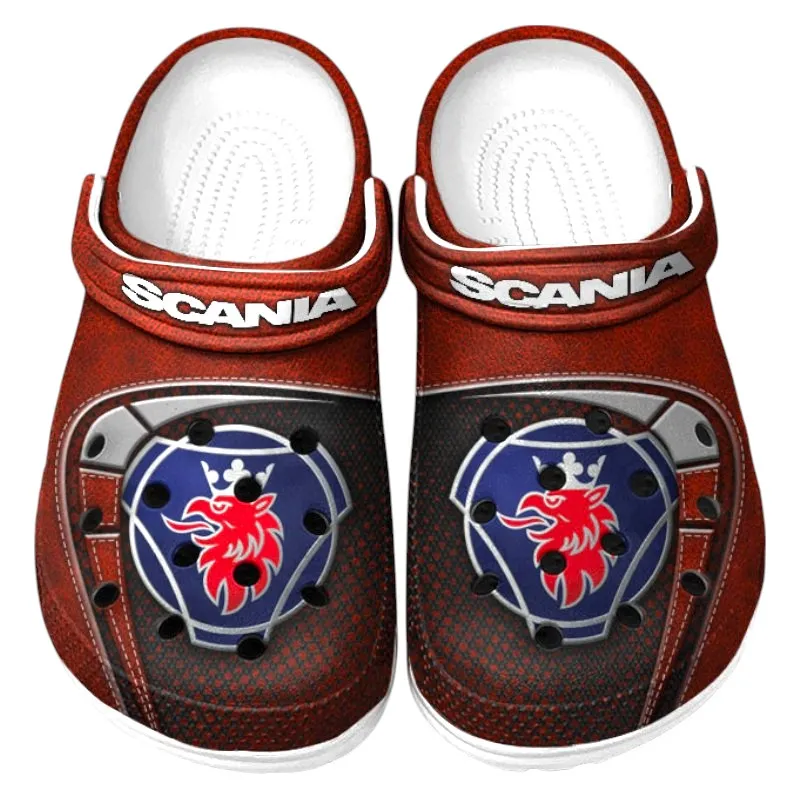 Automotive Theme Tractor-Trailer Clog with Full Print Design, Stylish Everyday Comfort for Car Enthusiasts CAR177 - Red