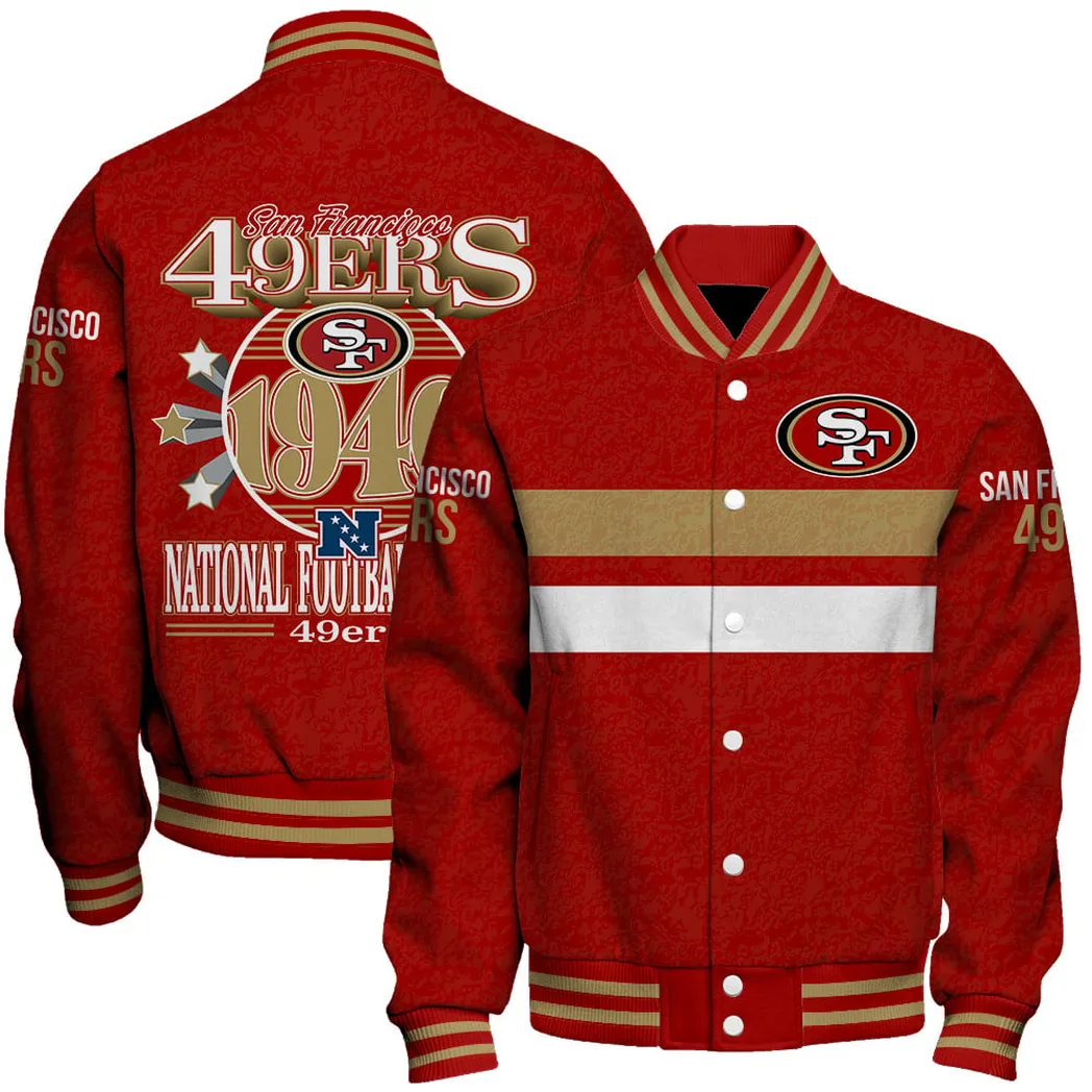 Bay Area Faithful Baseball Jacket, Custom Fan Varsity Outerwear NFL550
