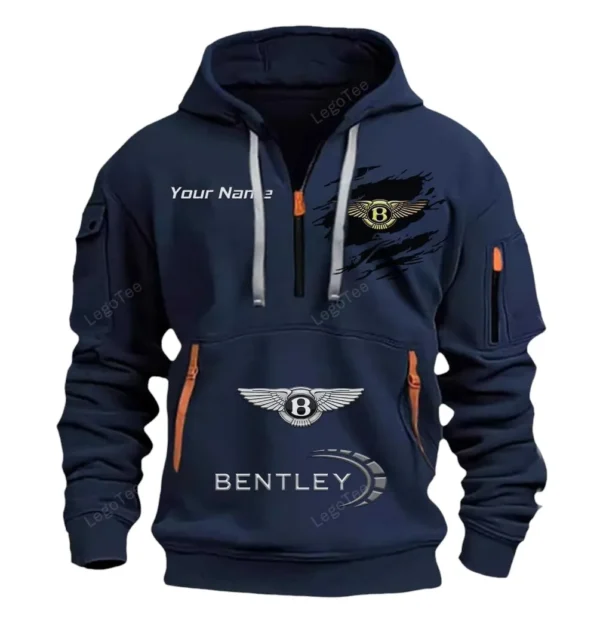 Hoodie Half Zipper Exclusive Logo Gift For Supercar Ride Enthusiasts CAR113 - Navy
