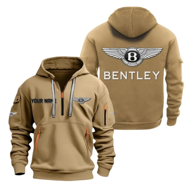 Hoodie Half Zipper Exclusive Logo Gift For Supercar Ride Enthusiasts CAR200 - Khaki