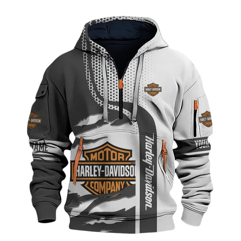 Biker Icon Hoodie Half Zip 3D, Urban Casual Comfort Hoodie For Car Lovers CAR398 - Black