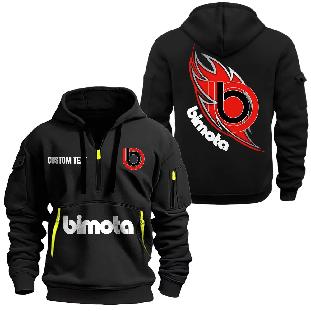 Hoodie Half Zipper Exclusive Logo Gift For Road Racing Bike Enthusiasts CAR170 - Black