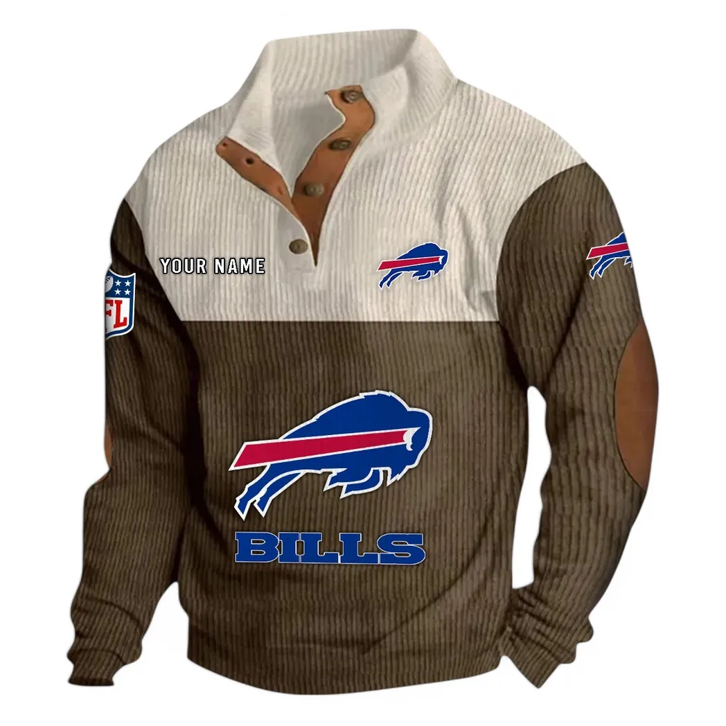 Blue Crew Men's Stand Up Collar Base Shirt, Supporter Spirit Sweatshirt NFL850 - Brown