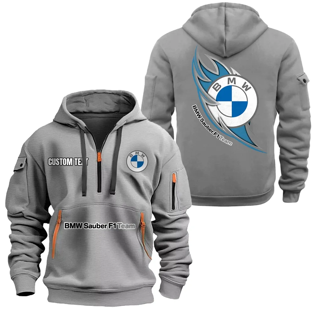 Hoodie Half Zipper Exclusive Logo Gift For Executive Sedan Enthusiasts CAR170 - Gray