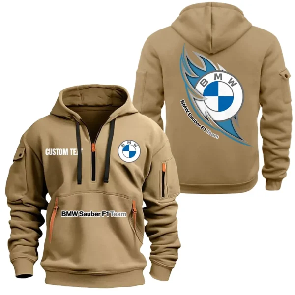 Hoodie Half Zipper Exclusive Logo Gift For High-End Executive Car Enthusiasts CAR170 - Khaki