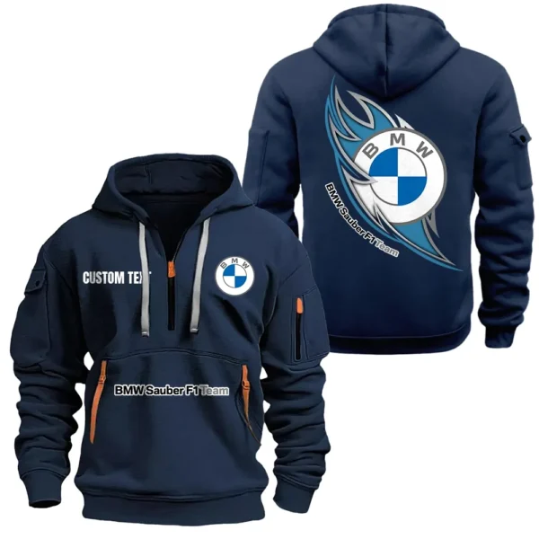 Hoodie Half Zipper Exclusive Logo Gift For Motorsport Edition Car Enthusiasts CAR170 - Navy