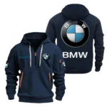 Hoodie Half Zipper Exclusive Logo Gift For Motorsport Edition Car Enthusiasts CAR200 - Navy