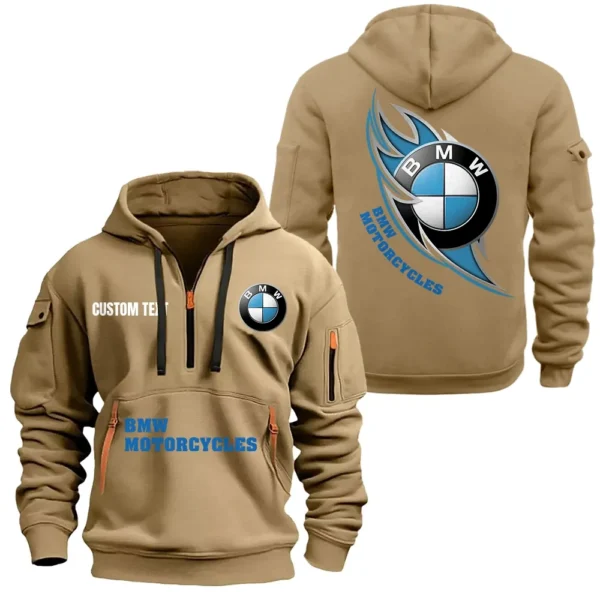 Hoodie Half Zipper Exclusive Logo Gift For Road Motorcycle Enthusiasts CAR170 - Khaki