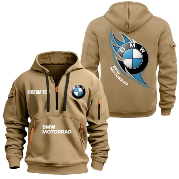 Hoodie Half Zipper Exclusive Logo Gift For Premium Auto Enthusiasts CAR170 - Khaki
