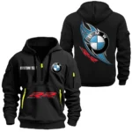 Hoodie Half Zipper Exclusive Logo Gift For Motorsport Edition Car Enthusiasts CAR170 - Black