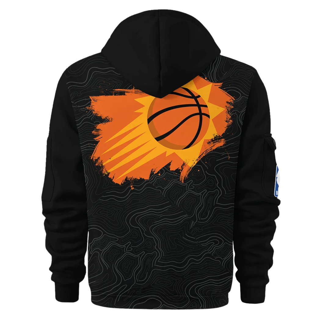 Bold Basketball Nation Hoodie Half Zip 3D, Performance Fan Hoodie HVN1276 - Image 3