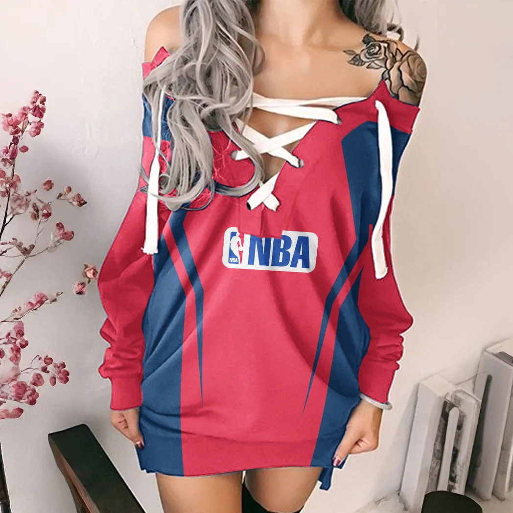 Bold Basketball Pride Lace-Up Sweatshirt For Women, Trendy Lace-Up Jumper HVN1274
