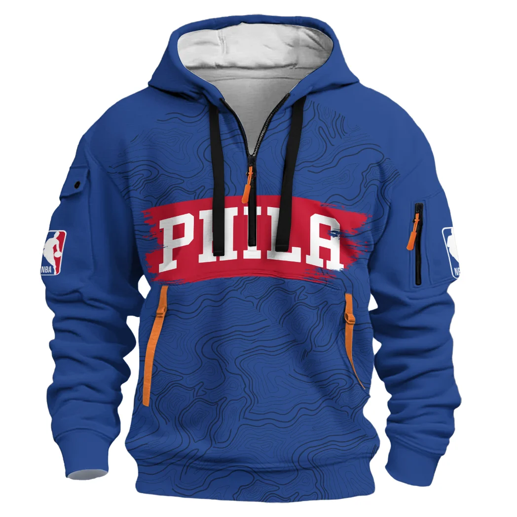 Bold Basketball Spirit Hoodie Half Zip 3D, All-Season Fan Half-Zip Hoodie HVN1276 - Image 2