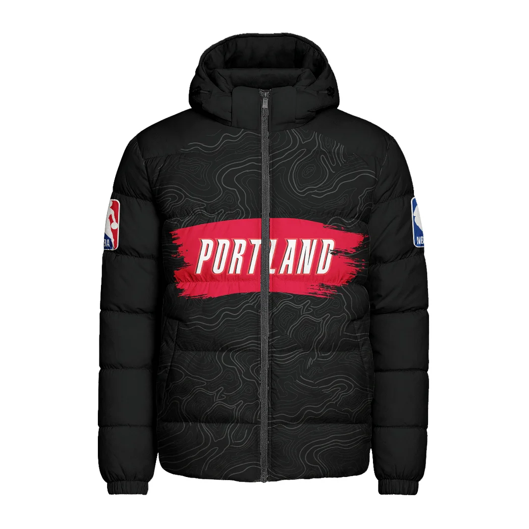 Bold Hoop Energy Hooded Cotton Jacket, Stadium-Ready Heavyweight Puffer HVN1276 - Image 2