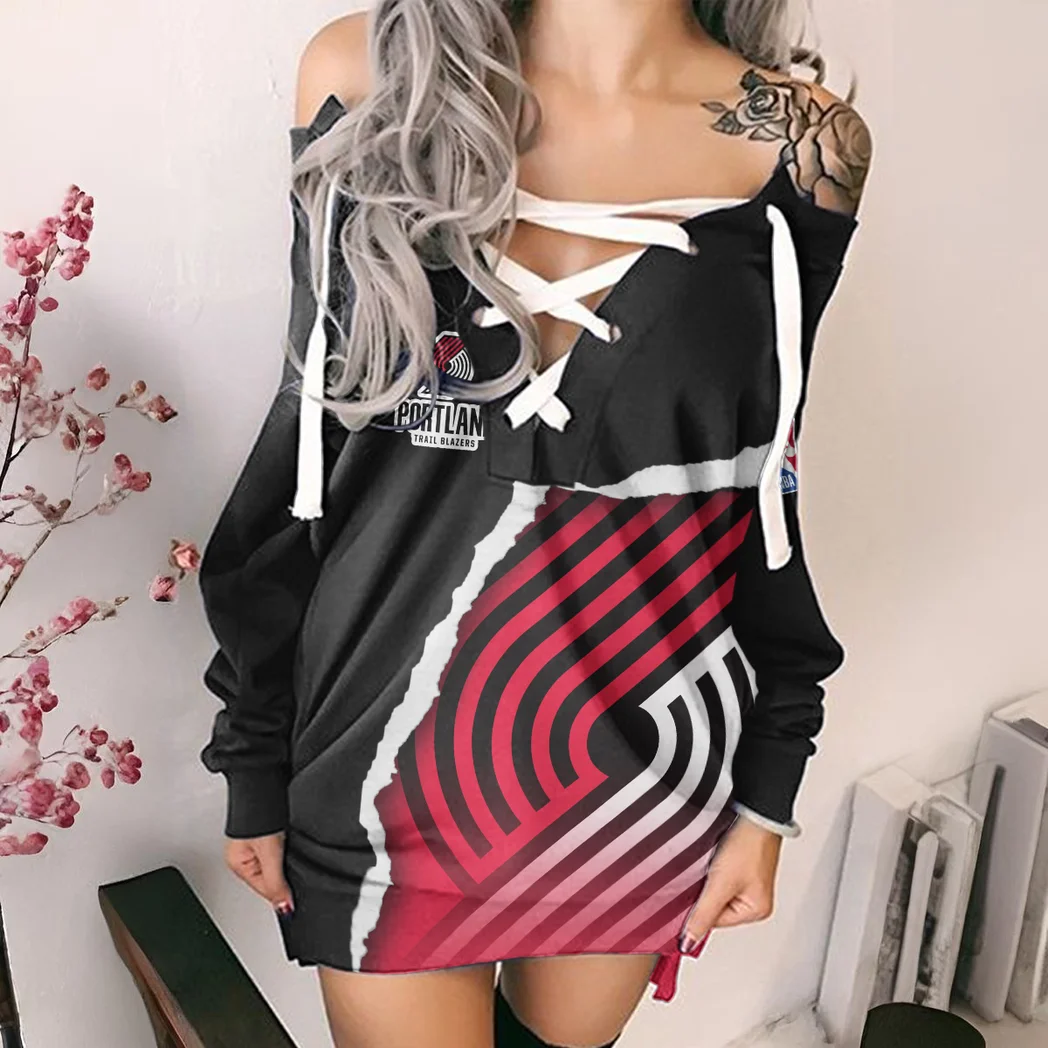Bold Hoop Energy Lace-Up Sweatshirt For Women, Game Day Hoodie Dress HVN1273