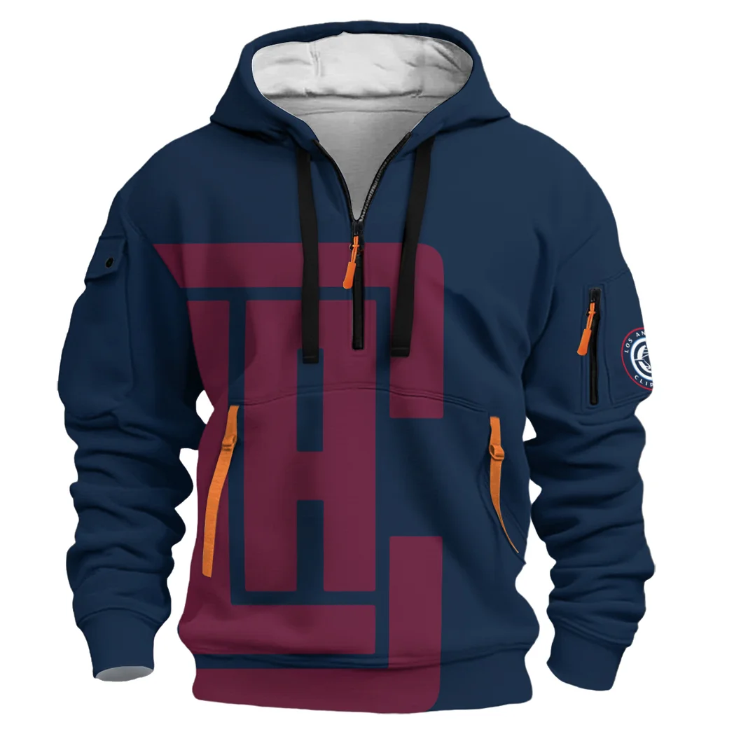 Bold Hoop Lifestyle Hoodie Half Zip 3D, Casual Sport Half-Zip Hoodie HVN1278 - Image 2