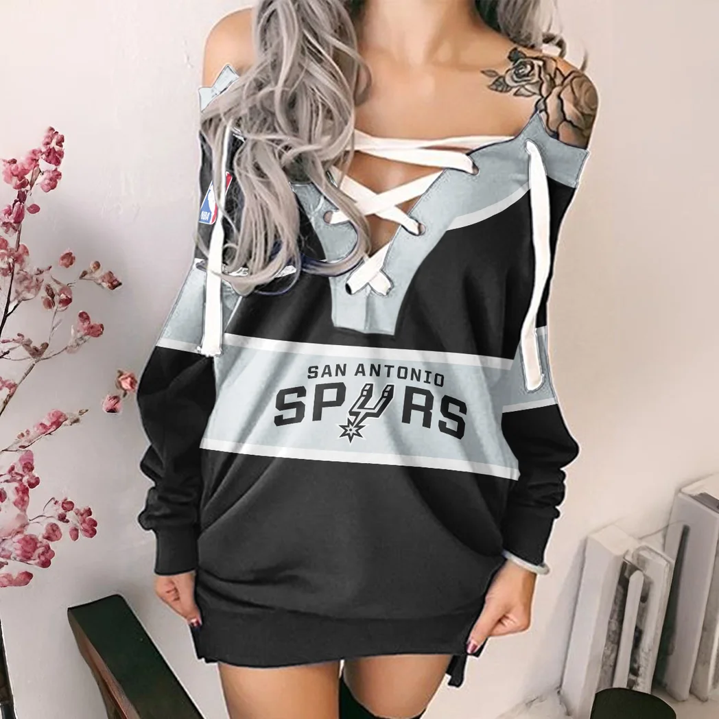 Bold Hoop Lifestyle Lace-Up Sweatshirt For Women, Stylish Lace-Up Sport Top HVN1275