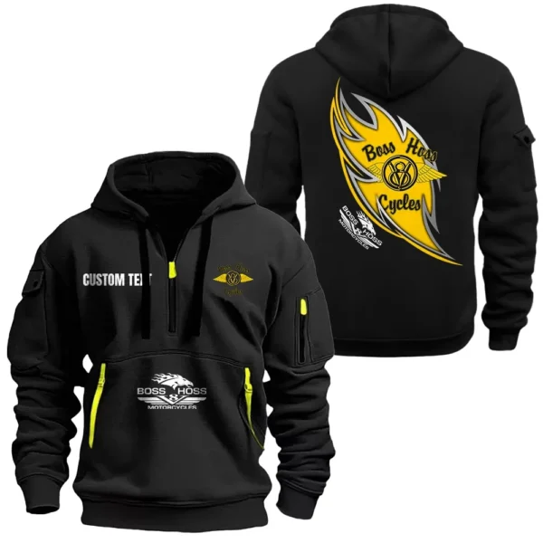 V8 Bike Hoodie Half Zipper, All Over Print Hoodie Gift For V8 Bike Enthusiasts CAR170 - Black