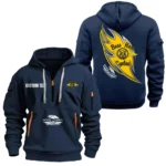 Power Cruiser Hoodie Half Zipper, All Over Print Hoodie Gift For Power Cruiser Enthusiasts CAR170 - Navy