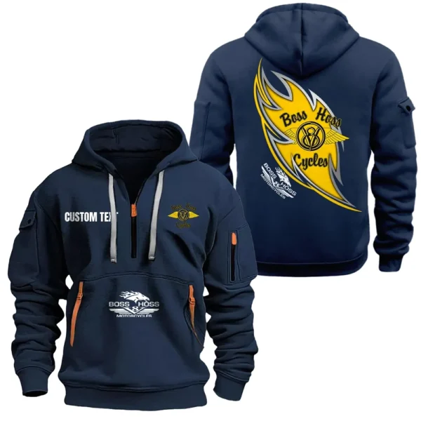 Power Cruiser Hoodie Half Zipper, All Over Print Hoodie Gift For Power Cruiser Enthusiasts CAR170 - Navy