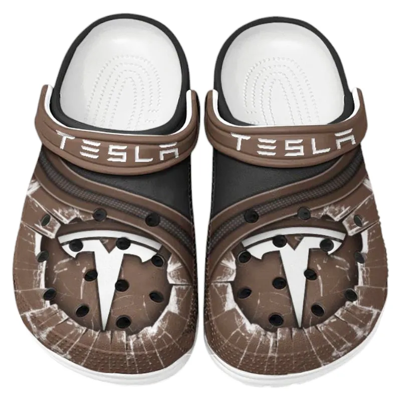 Brown Custom EV Sedan All Over Print Clog, Car Culture Inspired Footwear Gift for Men and Women CAR188
