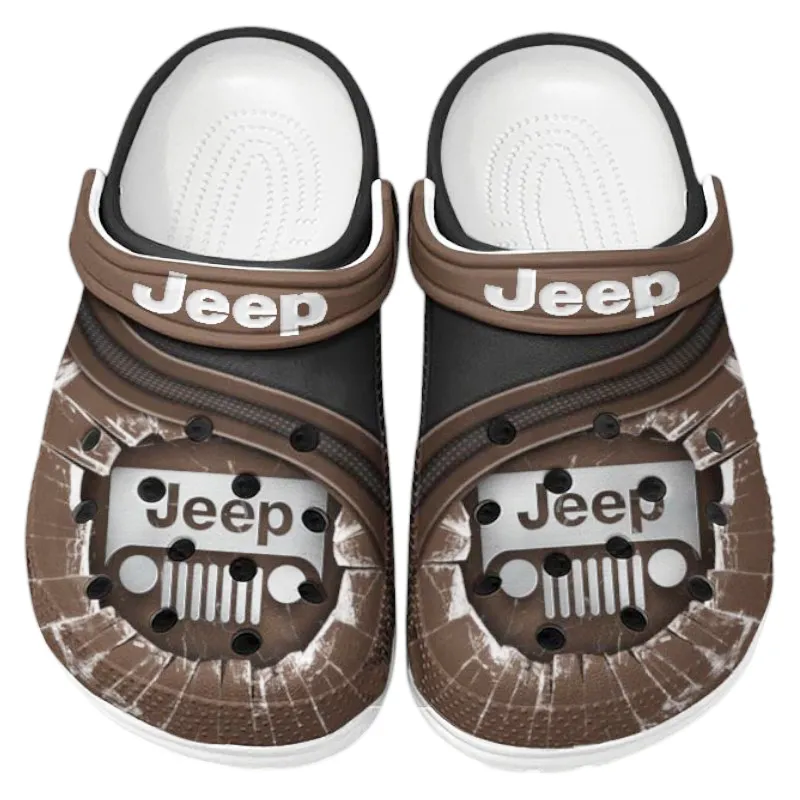 Brown Custom Off-Road SUV Brand All Over Print Clog, Car Culture Inspired Footwear Gift for Men and Women CAR188