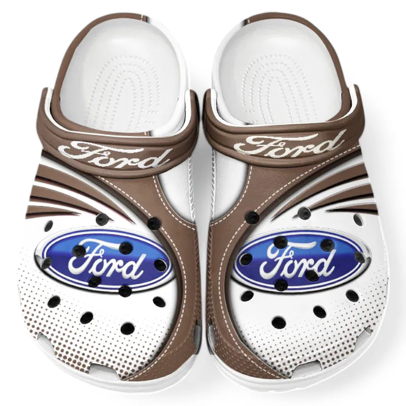 Brown Custom Performance Two-Door All Over Print Clog, Car Culture Inspired Footwear Gift for Men and Women CAR181