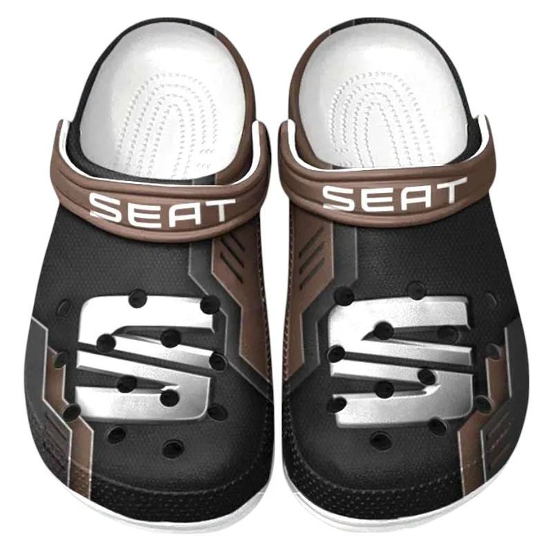 Brown Custom Small SUV All Over Print Clog, Car Culture Inspired Footwear Gift for Men and Women CAR185