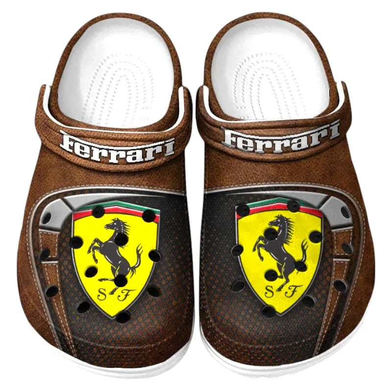 Brown Edition Iconic Performance Vehicle Inspired All Over Print Clog, Perfect Gift Footwear for Automotive Enthusiasts CAR177