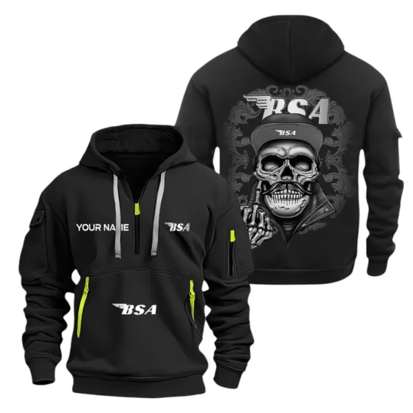 Hoodie Half Zipper Exclusive Logo Gift For Agile Street Rider Enthusiasts CAR166 - Black