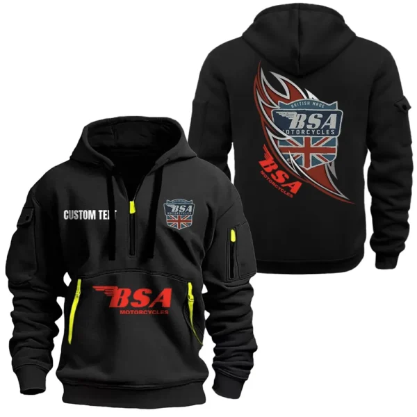 British-Style Motorcycle Hoodie Half Zipper, All Over Print Hoodie Gift For British-Style Motorcycle Enthusiasts CAR170 - Black