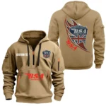 Retro Cruiser Hoodie Half Zipper, All Over Print Hoodie Gift For Retro Cruiser Enthusiasts CAR170 - Khaki