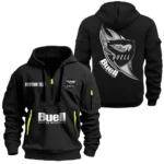 Hoodie Half Zipper Exclusive Logo Gift For Urban Sport Bike Enthusiasts CAR170 - Black