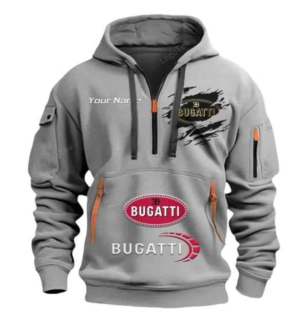 Hoodie Half Zipper Exclusive Logo Gift For Extreme Speed Vehicle Enthusiasts CAR113 - Gray