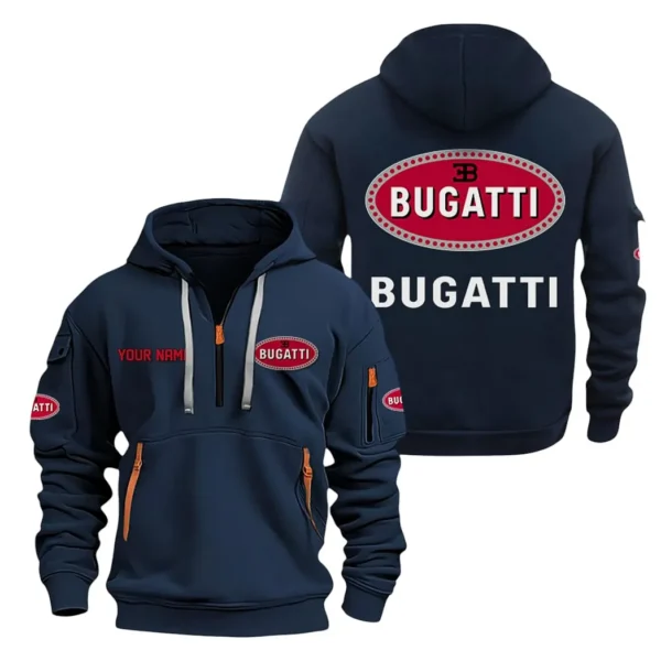 Hoodie Half Zipper Exclusive Logo Gift For Ultra-Luxury Sports Car Enthusiasts CAR200 - Navy