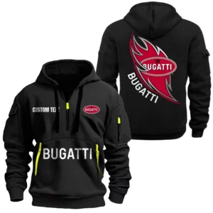 Hoodie Half Zipper Exclusive Logo Gift For Modern Street Bike Enthusiasts CAR170 - Black