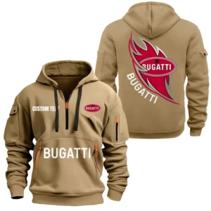Hoodie Half Zipper Exclusive Logo Gift For High-Performance Supercar Enthusiasts CAR170 - Khaki