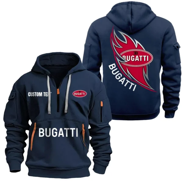 Hoodie Half Zipper Exclusive Logo Gift For Exotic Automobile Enthusiasts CAR170 - Navy