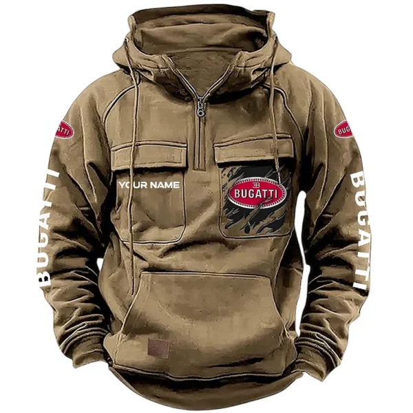Supercar Ride Tactical Quarter Zip Hoodie, Exclusive Logo Hoodie For Car Enthusiasts CAR164 - Khaki