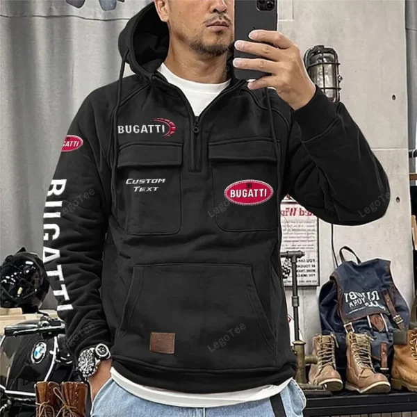 Prestige Car Tactical Quarter Zip Hoodie, Exclusive Logo Hoodie For Car Enthusiasts CAR106 - Black - Image 2
