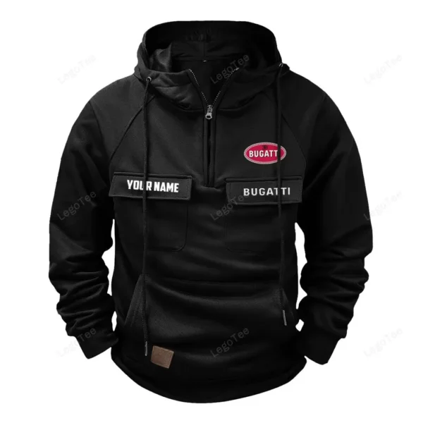 Grand Tourer Tactical Quarter Zip Hoodie, Exclusive Logo Hoodie For Car Enthusiasts CAR109 - Black