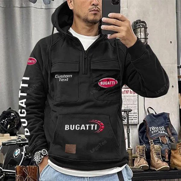 Elite Sports Car Tactical Quarter Zip Hoodie, Exclusive Logo Hoodie For Car Enthusiasts CAR122 - Black - Image 2