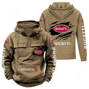 Luxury Performance Vehicle Tactical Quarter Zip Hoodie, Exclusive Logo Hoodie For Car Enthusiasts CAR122 - Khaki