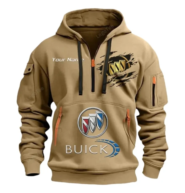 Hoodie Half Zipper Exclusive Logo Gift For Auto High-End Coupe Enthusiasts CAR113 - Khaki