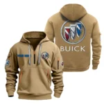 Hoodie Half Zipper Exclusive Logo Gift For Auto Luxury Enthusiasts CAR200 - Khaki