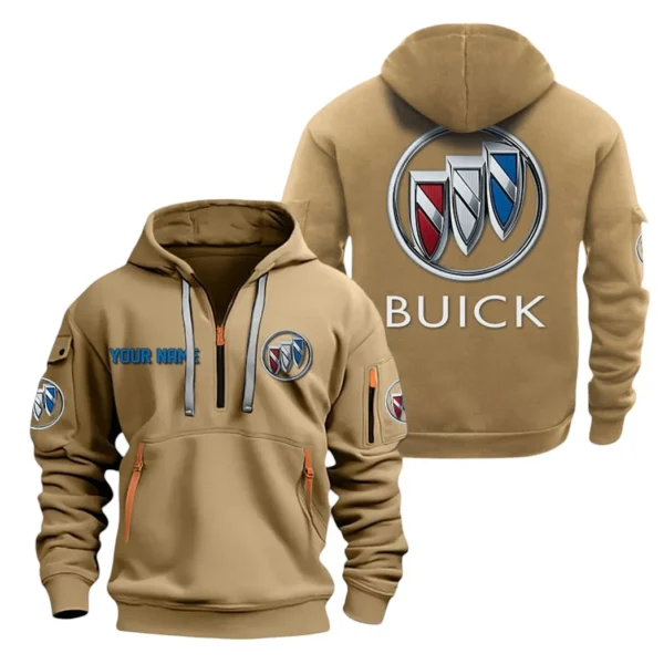 Hoodie Half Zipper Exclusive Logo Gift For Auto Luxury Enthusiasts CAR200 - Khaki
