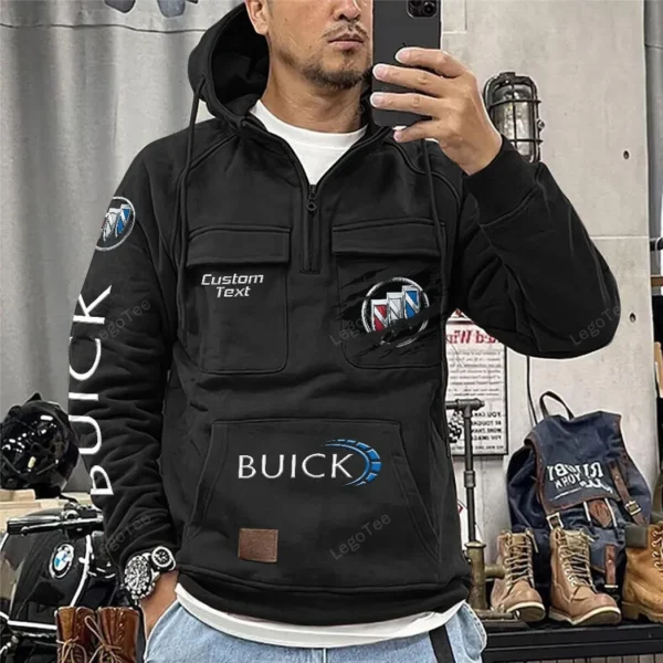 Luxury Sports Car Tactical Quarter Zip Hoodie, Exclusive Logo Hoodie For Car Enthusiasts CAR122 - Black - Image 2