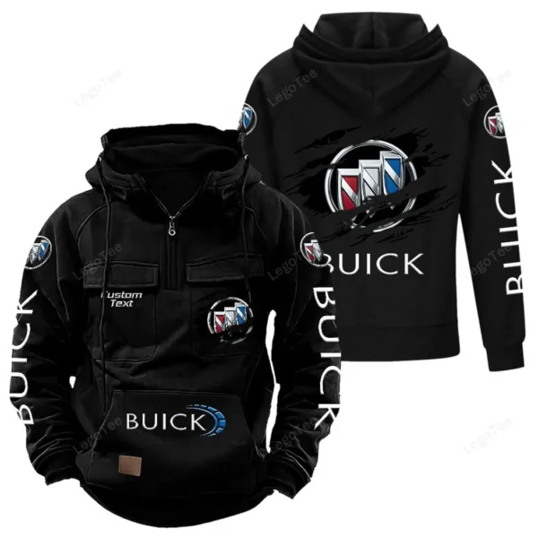 Luxury Sports Car Tactical Quarter Zip Hoodie, Exclusive Logo Hoodie For Car Enthusiasts CAR122 - Black