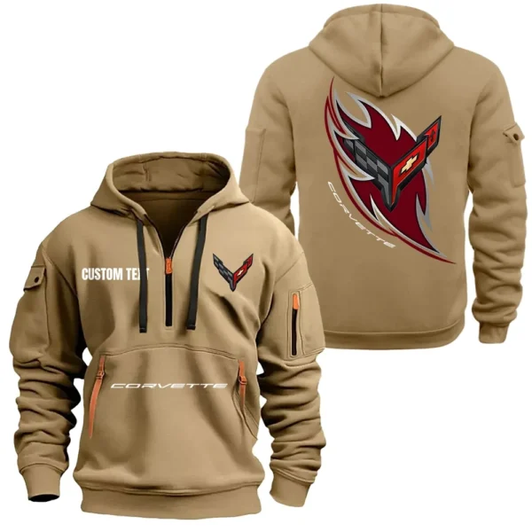 Race-Inspired Car Hoodie Half Zipper, All Over Print Hoodie Gift For Race-Inspired Car Enthusiasts CAR170 - Khaki